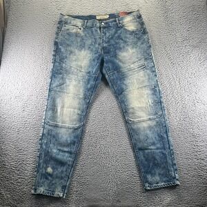 Vintage Akademiks Jeanius Jeans Mens 38x30 Blue Denim Tapered Hip-Hop Workwear